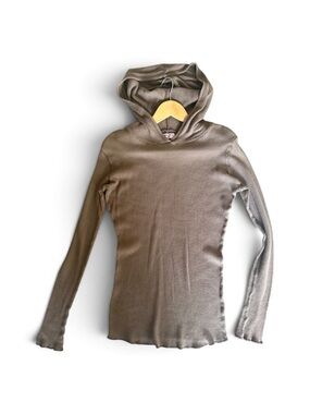 VTG Michael Stars Waffle Knit Maternity Hoodie | One Size | Taupe Thermal